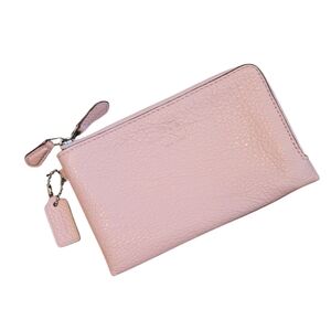 Coach Light Pink Pebble Leather Coin Purse Women's OS